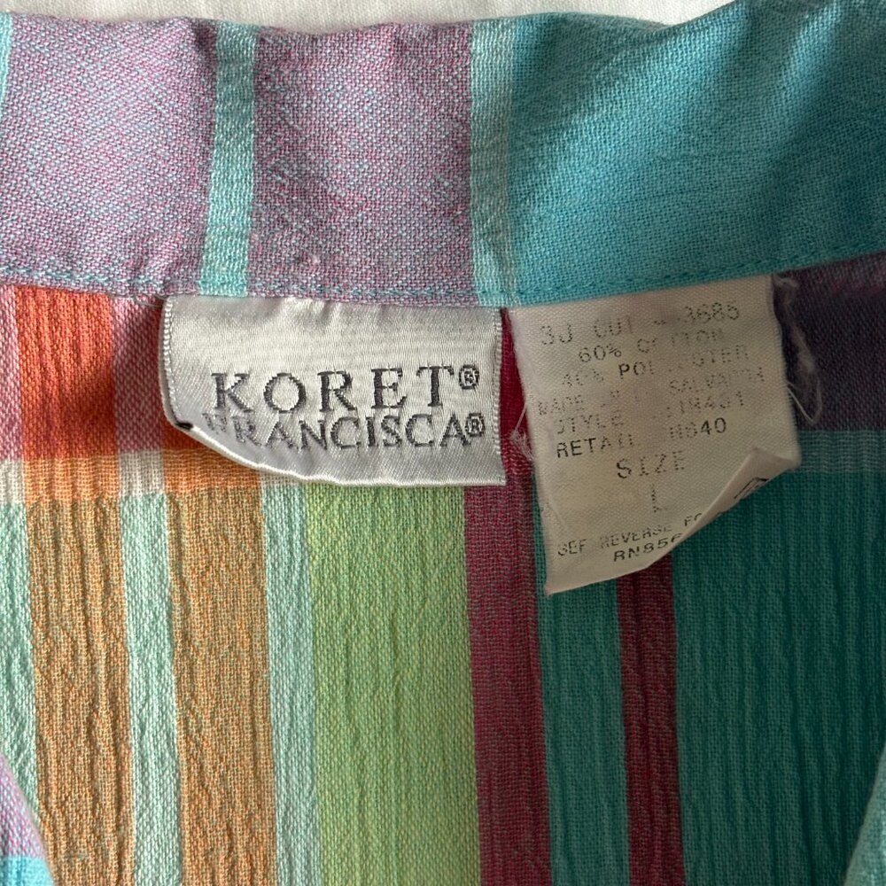 Koret Francisca, Multicolor Plaid Shirt and Teal Pants Set Size L - Picture 5 of 16
